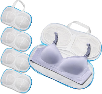 2-Pack Bra Wash Bags with 3D Protective Bracket & Zipper | Non-Deform Lingerie Laundry Bags, For Washing Machine & Storage, Women's Delicates Underwear, A-C Cups