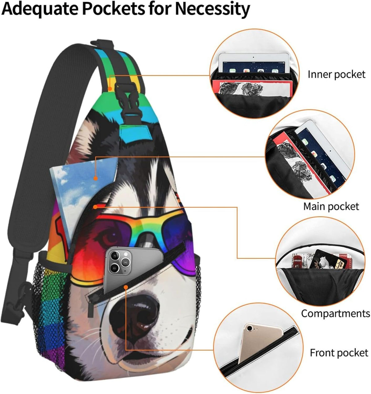 Sling Backpack for Women Men Multipurpose Anti-Theft Gym Bags Sack Daypack Outdoor Backpack Carry On Bag, Lgbt Heart Beat Pride Single Shoulder Messenger Bag