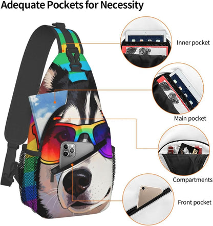 Sling Backpack for Women Men Multipurpose Anti-Theft Gym Bags Sack Daypack Outdoor Backpack Carry On Bag, Lgbt Heart Beat Pride Single Shoulder Messenger Bag