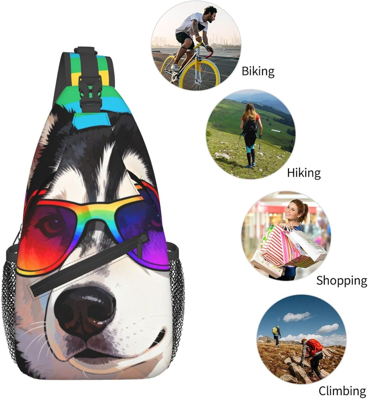 Sling Backpack for Women Men Multipurpose Anti-Theft Gym Bags Sack Daypack Outdoor Backpack Carry On Bag, Lgbt Heart Beat Pride Single Shoulder Messenger Bag