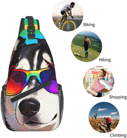 Sling Backpack for Women Men Multipurpose Anti-Theft Gym Bags Sack Daypack Outdoor Backpack Carry On Bag, Lgbt Heart Beat Pride Single Shoulder Messenger Bag