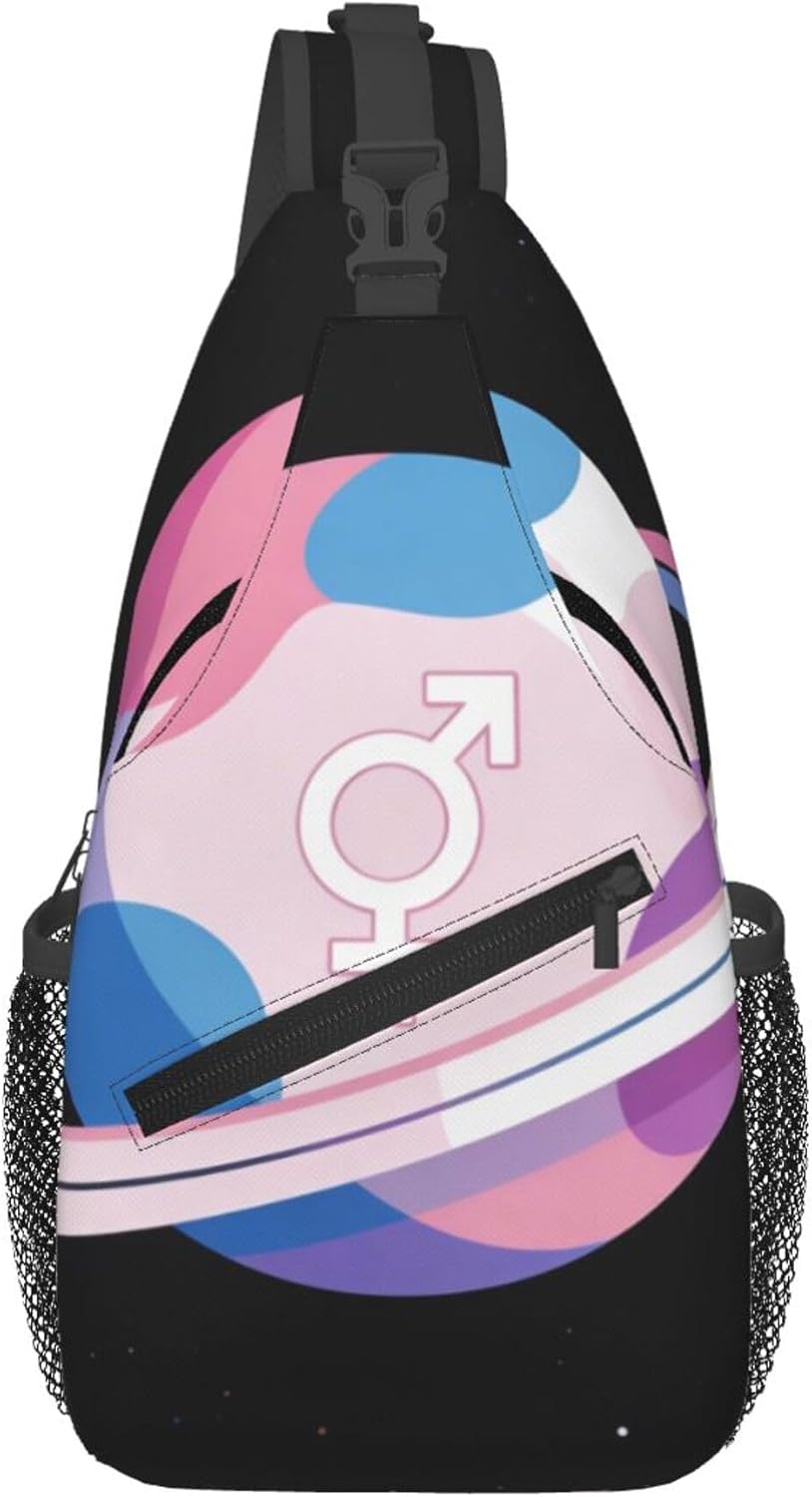 Sling Backpack for Women Men Multipurpose Anti-Theft Gym Bags Sack Daypack Outdoor Backpack Carry On Bag, Lgbt Heart Beat Pride Single Shoulder Messenger Bag