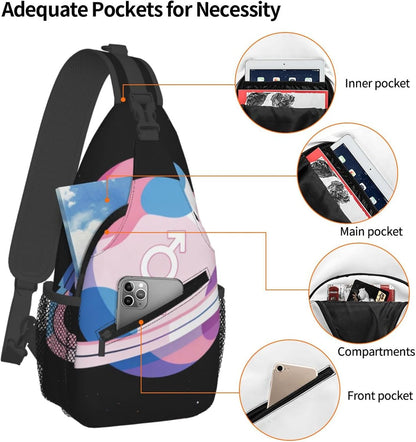 Sling Backpack for Women Men Multipurpose Anti-Theft Gym Bags Sack Daypack Outdoor Backpack Carry On Bag, Lgbt Heart Beat Pride Single Shoulder Messenger Bag