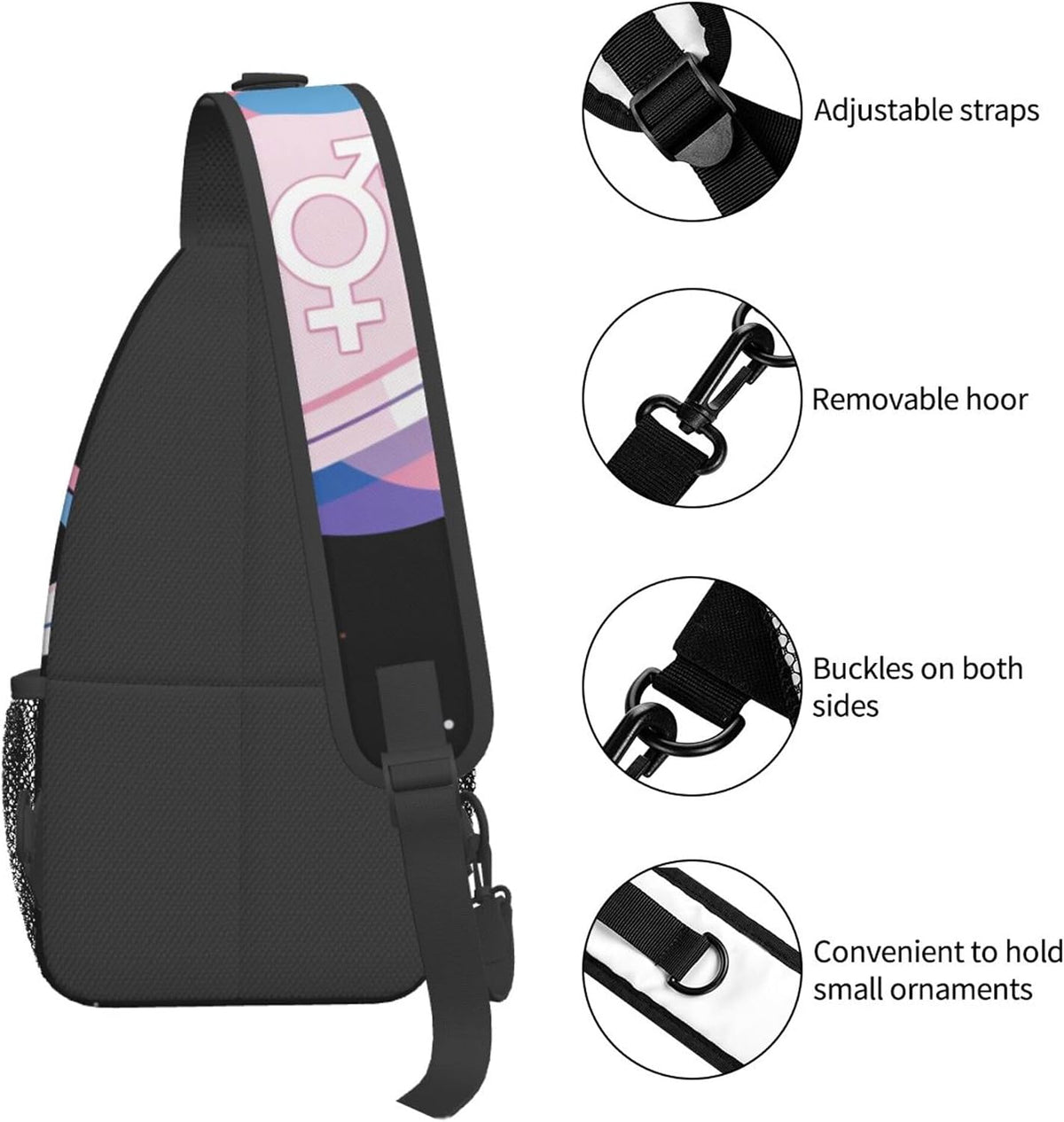 Sling Backpack for Women Men Multipurpose Anti-Theft Gym Bags Sack Daypack Outdoor Backpack Carry On Bag, Lgbt Heart Beat Pride Single Shoulder Messenger Bag