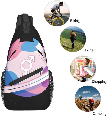 Sling Backpack for Women Men Multipurpose Anti-Theft Gym Bags Sack Daypack Outdoor Backpack Carry On Bag, Lgbt Heart Beat Pride Single Shoulder Messenger Bag