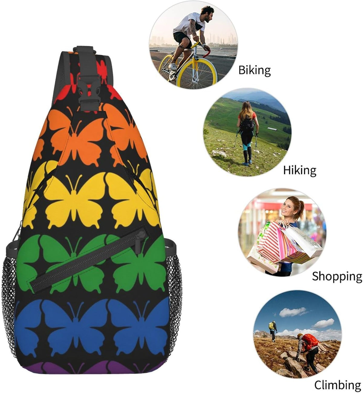 Sling Backpack for Women Men Multipurpose Anti-Theft Gym Bags Sack Daypack Outdoor Backpack Carry On Bag, Lgbt Heart Beat Pride Single Shoulder Messenger Bag