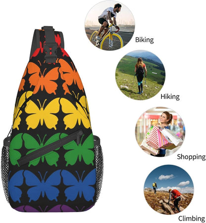 Sling Backpack for Women Men Multipurpose Anti-Theft Gym Bags Sack Daypack Outdoor Backpack Carry On Bag, Lgbt Heart Beat Pride Single Shoulder Messenger Bag