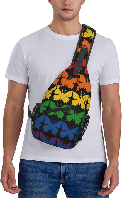 Sling Backpack for Women Men Multipurpose Anti-Theft Gym Bags Sack Daypack Outdoor Backpack Carry On Bag, Lgbt Heart Beat Pride Single Shoulder Messenger Bag