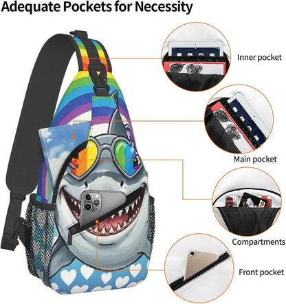 Sling Backpack for Women Men Multipurpose Anti-Theft Gym Bags Sack Daypack Outdoor Backpack Carry On Bag, Lgbt Heart Beat Pride Single Shoulder Messenger Bag