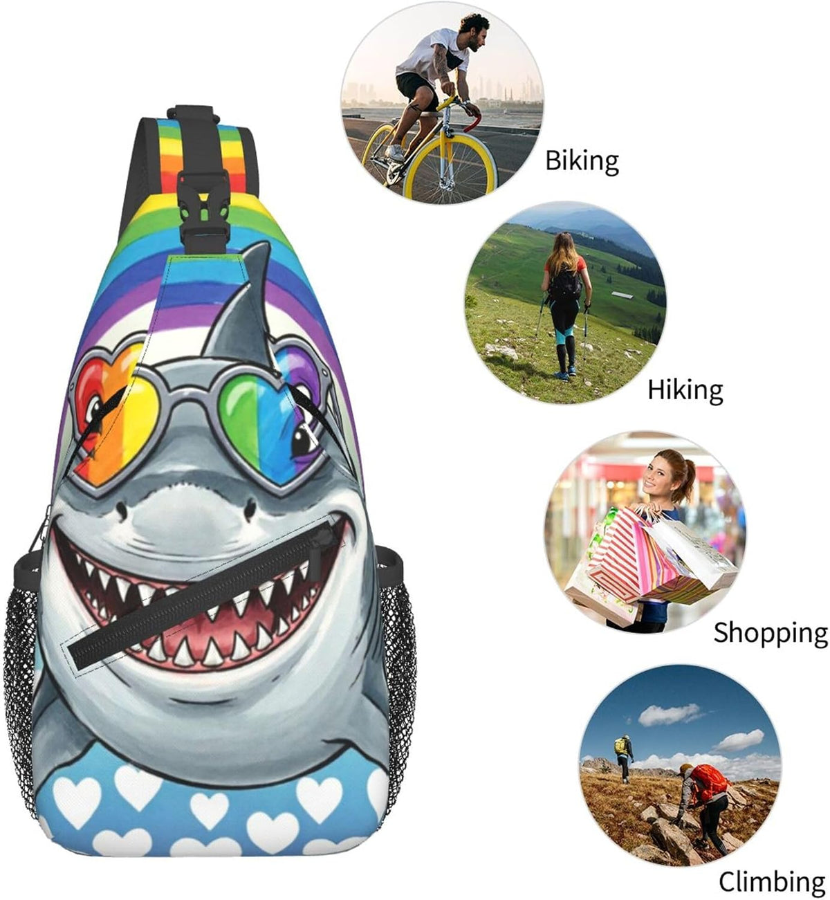 Sling Backpack for Women Men Multipurpose Anti-Theft Gym Bags Sack Daypack Outdoor Backpack Carry On Bag, Lgbt Heart Beat Pride Single Shoulder Messenger Bag