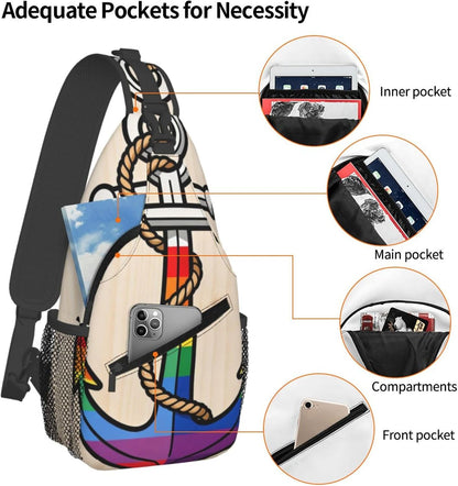 Sling Backpack for Women Men Multipurpose Anti-Theft Gym Bags Sack Daypack Outdoor Backpack Carry On Bag, Lgbt Heart Beat Pride Single Shoulder Messenger Bag