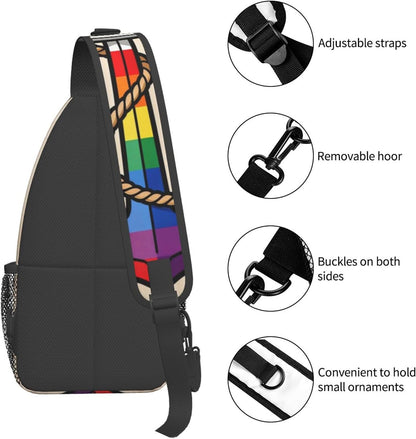 Sling Backpack for Women Men Multipurpose Anti-Theft Gym Bags Sack Daypack Outdoor Backpack Carry On Bag, Lgbt Heart Beat Pride Single Shoulder Messenger Bag