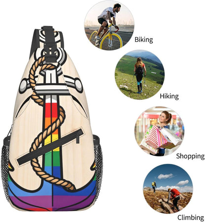 Sling Backpack for Women Men Multipurpose Anti-Theft Gym Bags Sack Daypack Outdoor Backpack Carry On Bag, Lgbt Heart Beat Pride Single Shoulder Messenger Bag