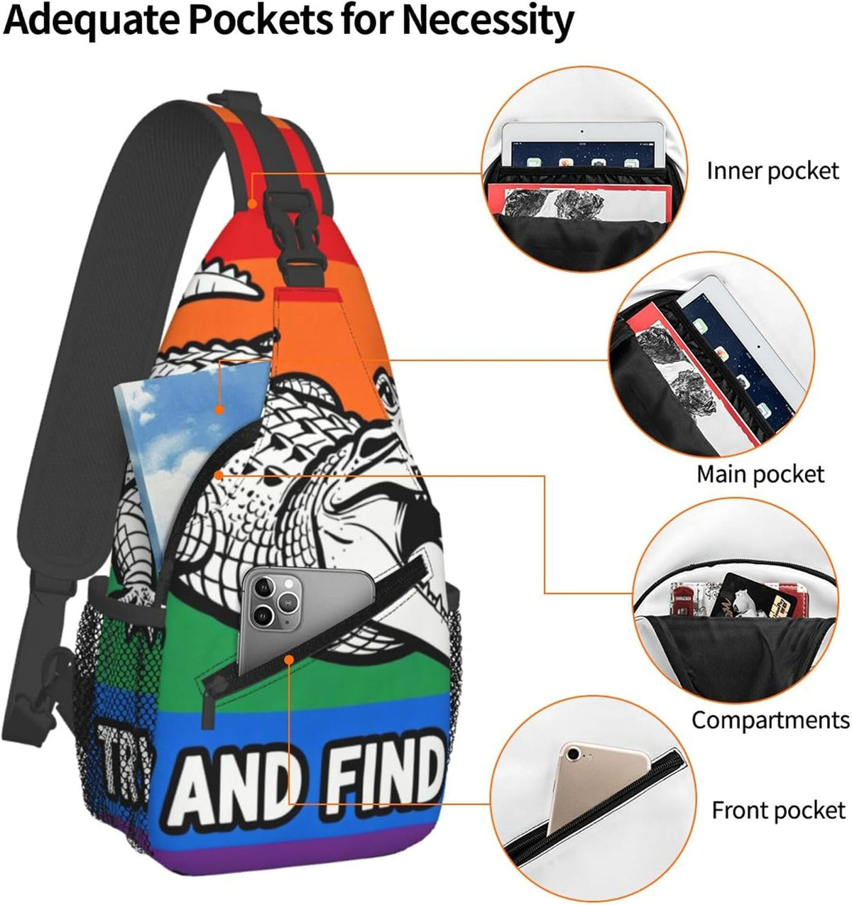 Sling Backpack for Women Men Multipurpose Anti-Theft Gym Bags Sack Daypack Outdoor Backpack Carry On Bag, Lgbt Heart Beat Pride Single Shoulder Messenger Bag