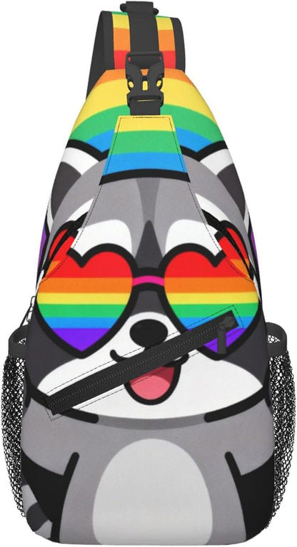 Sling Backpack for Women Men Multipurpose Anti-Theft Gym Bags Sack Daypack Outdoor Backpack Carry On Bag, Lgbt Heart Beat Pride Single Shoulder Messenger Bag