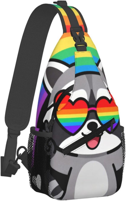 Sling Backpack for Women Men Multipurpose Anti-Theft Gym Bags Sack Daypack Outdoor Backpack Carry On Bag, Lgbt Heart Beat Pride Single Shoulder Messenger Bag