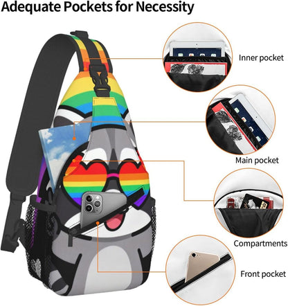 Sling Backpack for Women Men Multipurpose Anti-Theft Gym Bags Sack Daypack Outdoor Backpack Carry On Bag, Lgbt Heart Beat Pride Single Shoulder Messenger Bag