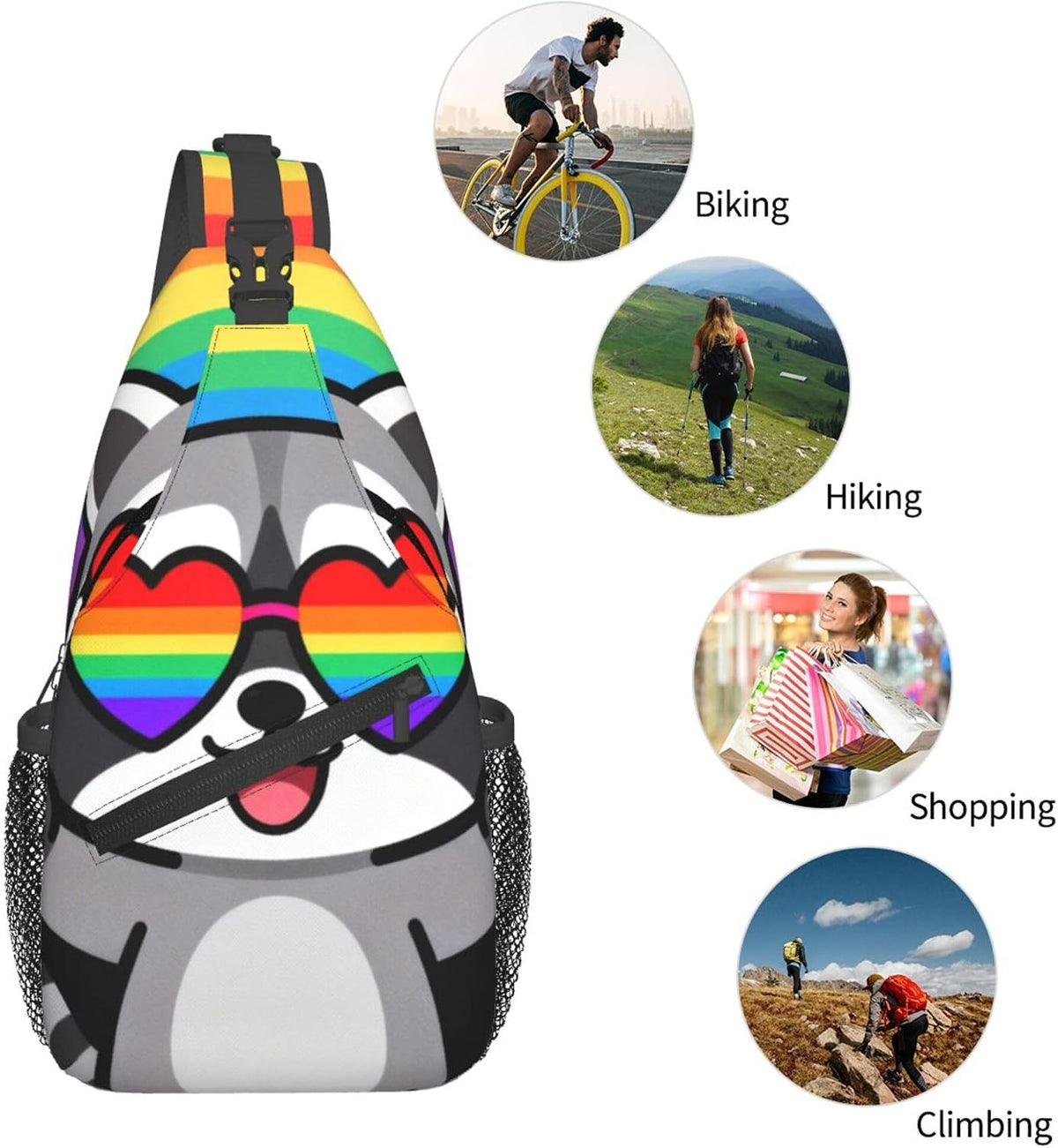 Sling Backpack for Women Men Multipurpose Anti-Theft Gym Bags Sack Daypack Outdoor Backpack Carry On Bag, Lgbt Heart Beat Pride Single Shoulder Messenger Bag