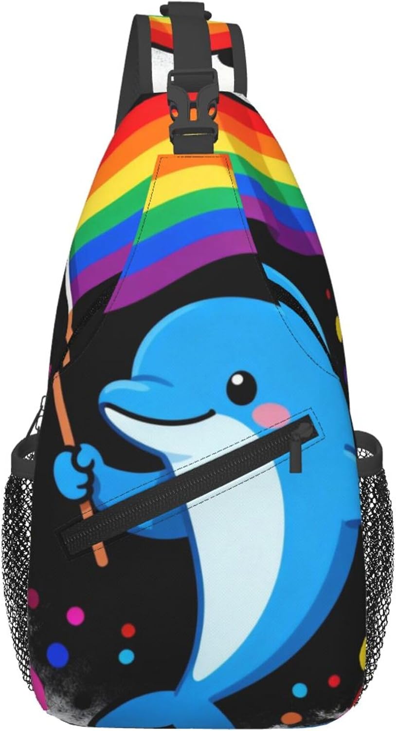 Sling Backpack for Women Men Multipurpose Anti-Theft Gym Bags Sack Daypack Outdoor Backpack Carry On Bag, Lgbt Heart Beat Pride Single Shoulder Messenger Bag