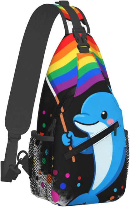 Sling Backpack for Women Men Multipurpose Anti-Theft Gym Bags Sack Daypack Outdoor Backpack Carry On Bag, Lgbt Heart Beat Pride Single Shoulder Messenger Bag