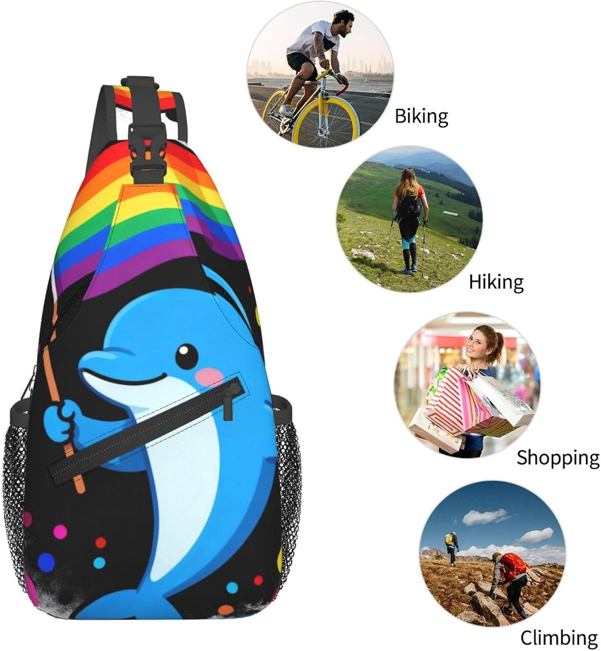 Sling Backpack for Women Men Multipurpose Anti-Theft Gym Bags Sack Daypack Outdoor Backpack Carry On Bag, Lgbt Heart Beat Pride Single Shoulder Messenger Bag