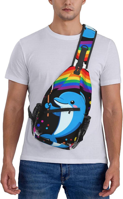 Sling Backpack for Women Men Multipurpose Anti-Theft Gym Bags Sack Daypack Outdoor Backpack Carry On Bag, Lgbt Heart Beat Pride Single Shoulder Messenger Bag