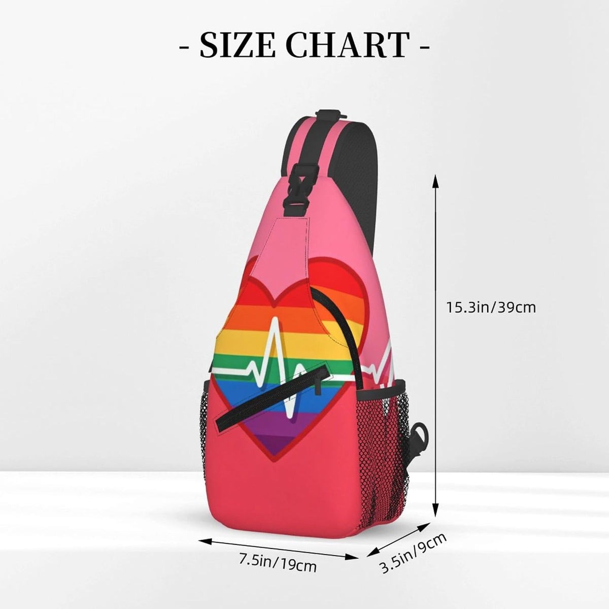 Sling Backpack for Women Men Multipurpose Anti-Theft Gym Bags Sack Daypack Outdoor Backpack Carry On Bag, Lgbt Heart Beat Pride Single Shoulder Messenger Bag