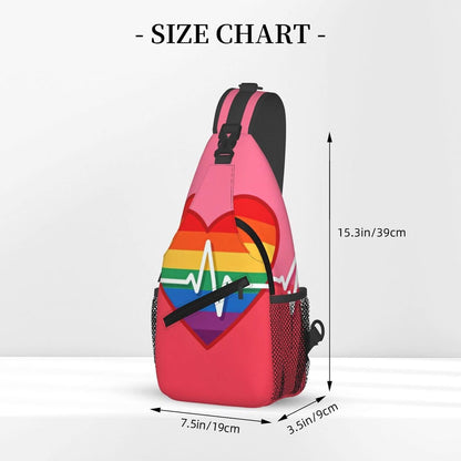 Sling Backpack for Women Men Multipurpose Anti-Theft Gym Bags Sack Daypack Outdoor Backpack Carry On Bag, Lgbt Heart Beat Pride Single Shoulder Messenger Bag