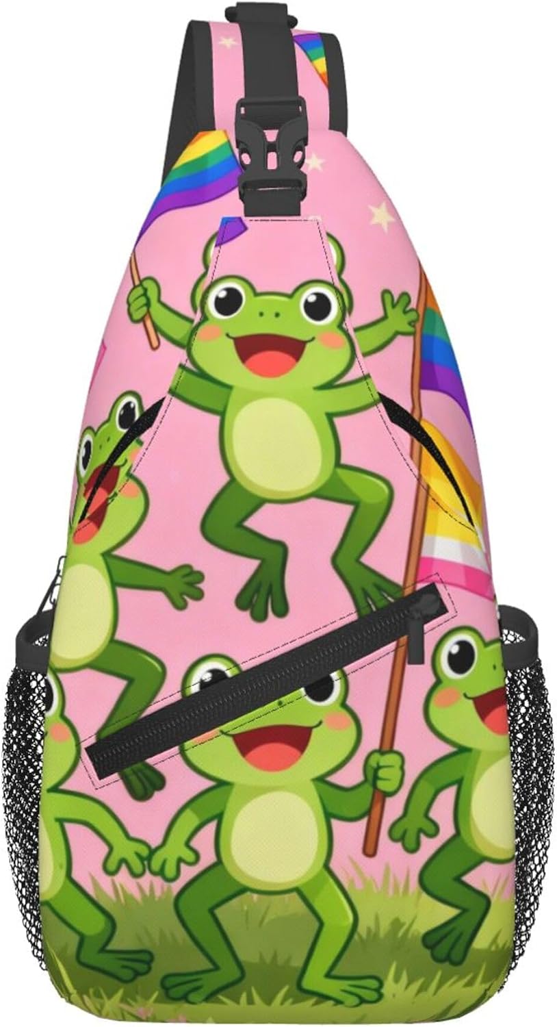 Sling Backpack for Women Men Multipurpose Anti-Theft Gym Bags Sack Daypack Outdoor Backpack Carry On Bag, Lgbt Heart Beat Pride Single Shoulder Messenger Bag