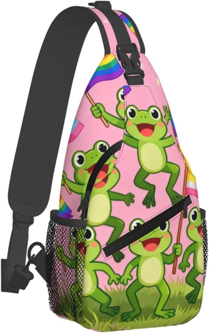 Sling Backpack for Women Men Multipurpose Anti-Theft Gym Bags Sack Daypack Outdoor Backpack Carry On Bag, Lgbt Heart Beat Pride Single Shoulder Messenger Bag