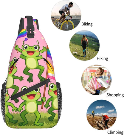 Sling Backpack for Women Men Multipurpose Anti-Theft Gym Bags Sack Daypack Outdoor Backpack Carry On Bag, Lgbt Heart Beat Pride Single Shoulder Messenger Bag