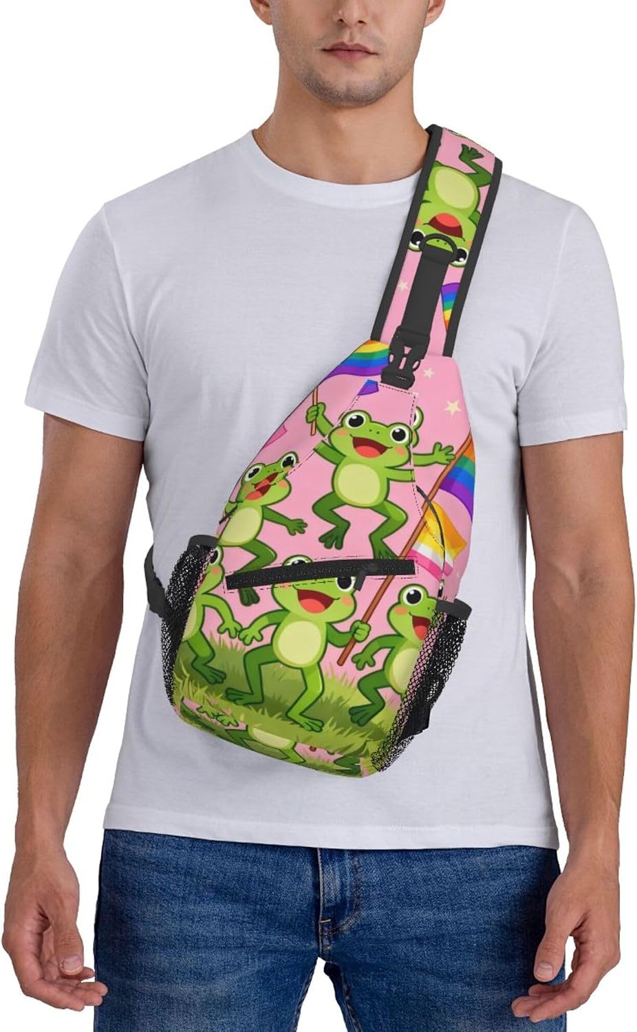 Sling Backpack for Women Men Multipurpose Anti-Theft Gym Bags Sack Daypack Outdoor Backpack Carry On Bag, Lgbt Heart Beat Pride Single Shoulder Messenger Bag