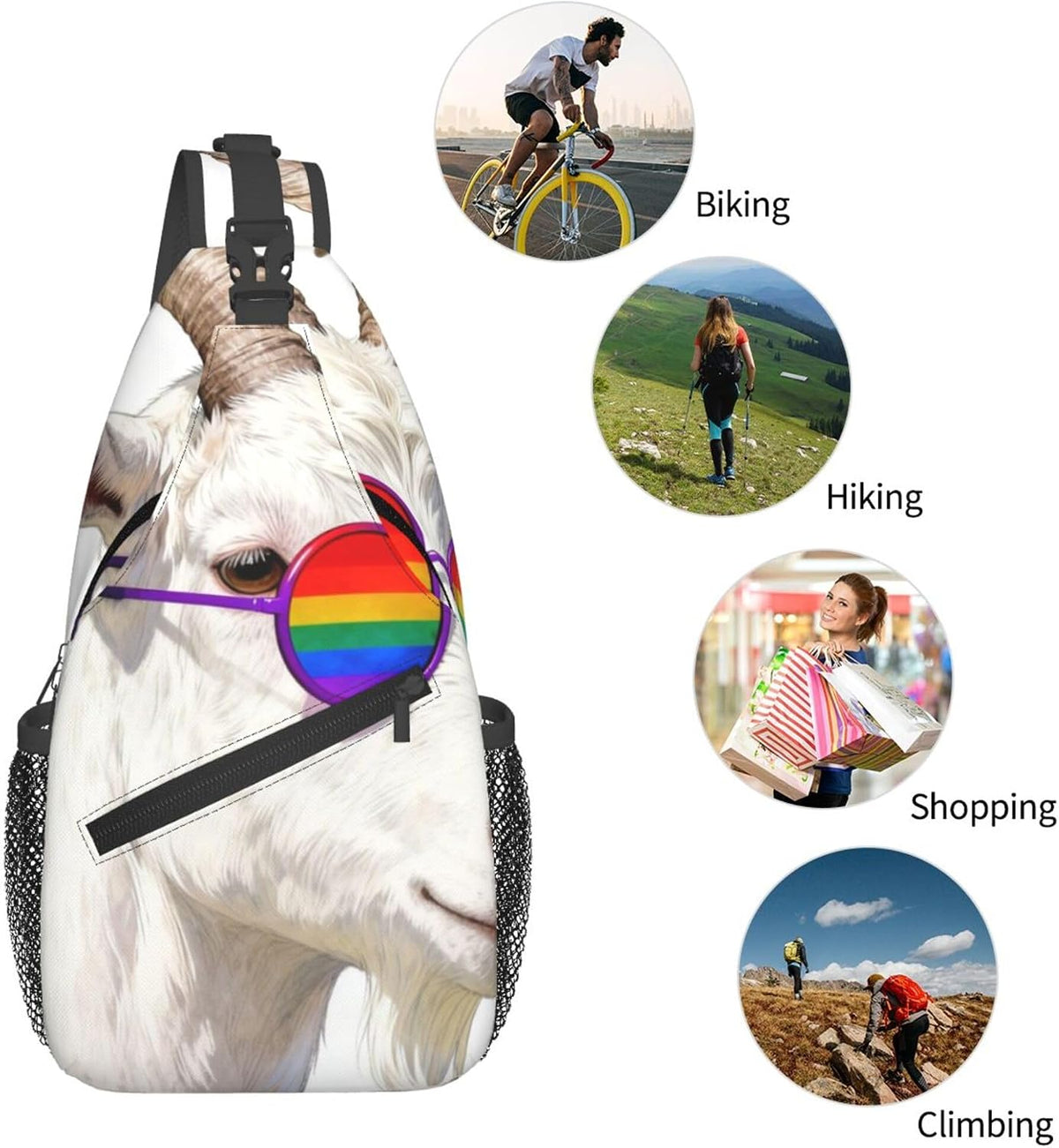 Sling Backpack for Women Men Multipurpose Anti-Theft Gym Bags Sack Daypack Outdoor Backpack Carry On Bag, Lgbt Heart Beat Pride Single Shoulder Messenger Bag
