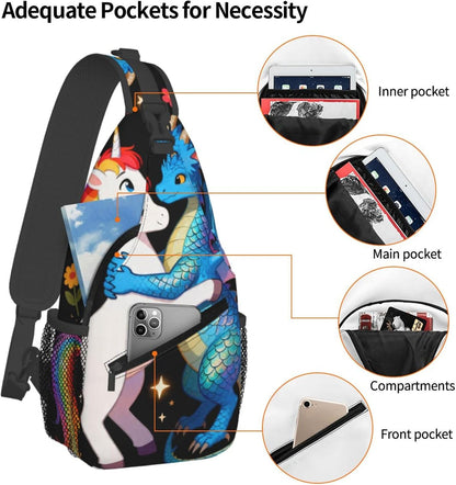Sling Backpack for Women Men Multipurpose Anti-Theft Gym Bags Sack Daypack Outdoor Backpack Carry On Bag, Lgbt Heart Beat Pride Single Shoulder Messenger Bag