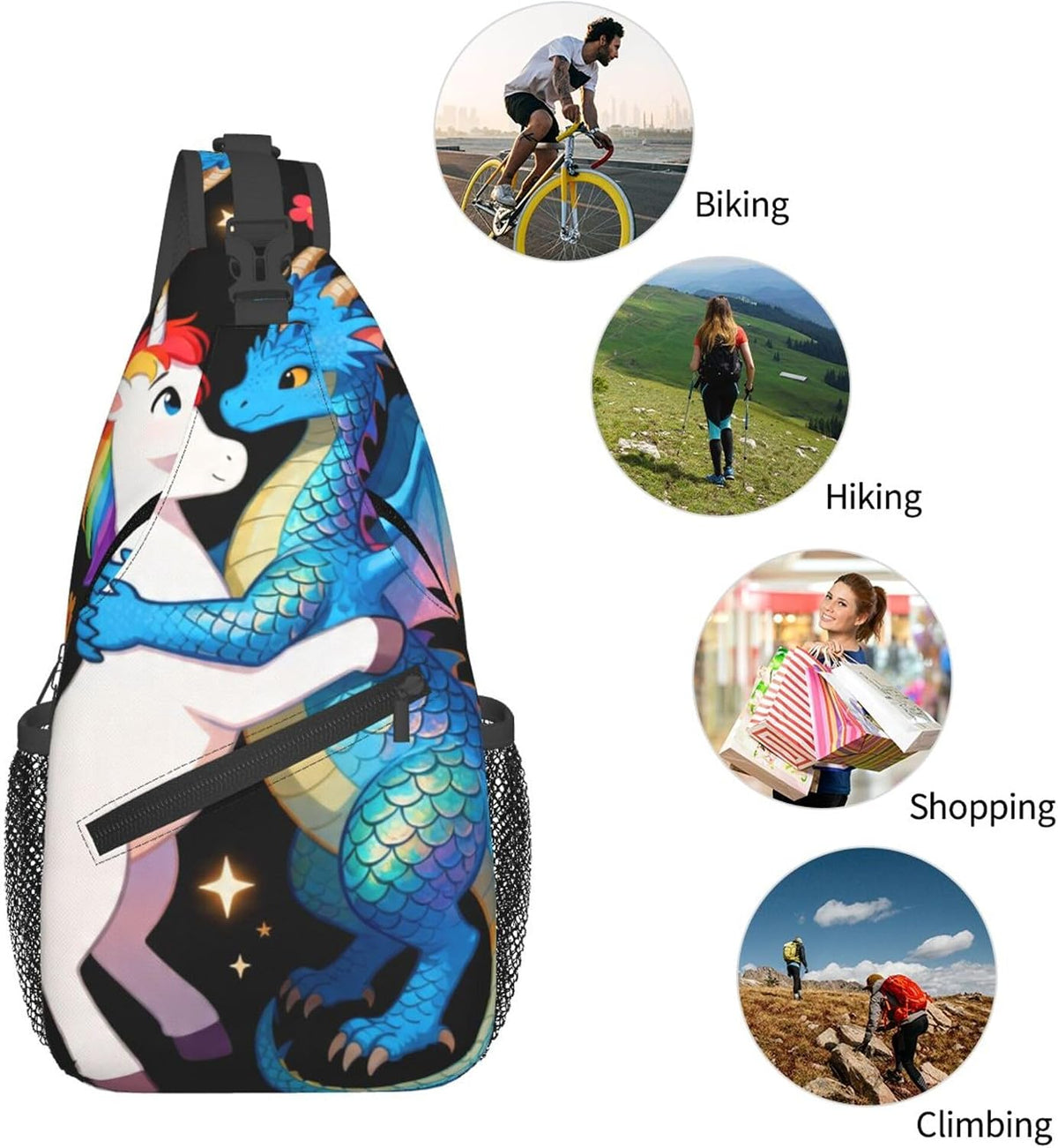 Sling Backpack for Women Men Multipurpose Anti-Theft Gym Bags Sack Daypack Outdoor Backpack Carry On Bag, Lgbt Heart Beat Pride Single Shoulder Messenger Bag