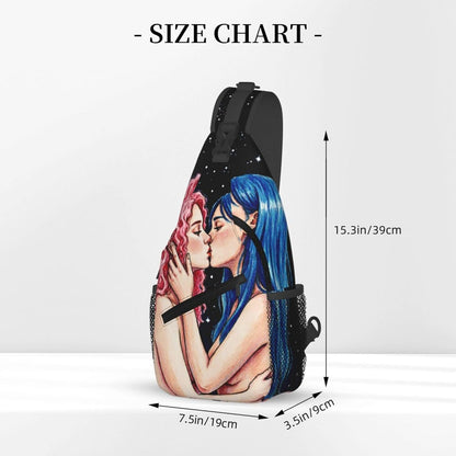 Sling Backpack for Women Men Multipurpose Anti-Theft Gym Bags Sack Daypack Outdoor Backpack Carry On Bag, Lgbt Heart Beat Pride Single Shoulder Messenger Bag
