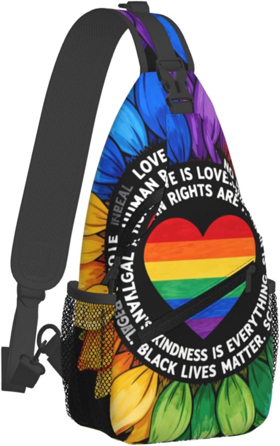 Sling Backpack for Women Men Multipurpose Anti-Theft Gym Bags Sack Daypack Outdoor Backpack Carry On Bag, Lgbt Heart Beat Pride Single Shoulder Messenger Bag