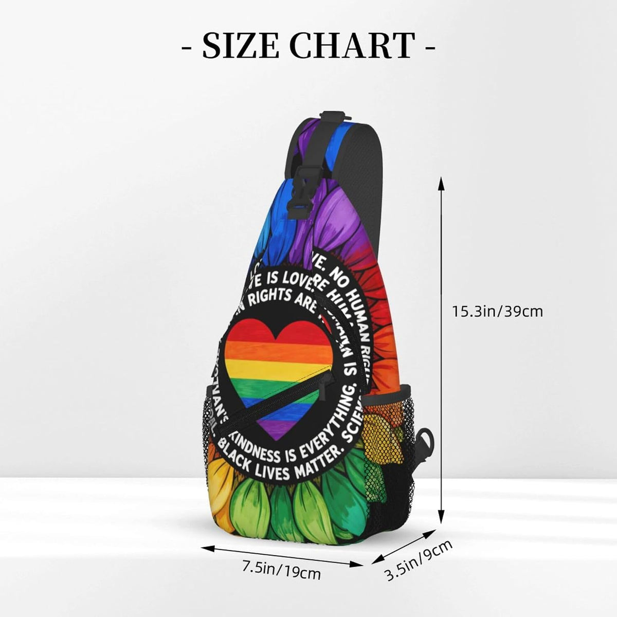 Sling Backpack for Women Men Multipurpose Anti-Theft Gym Bags Sack Daypack Outdoor Backpack Carry On Bag, Lgbt Heart Beat Pride Single Shoulder Messenger Bag