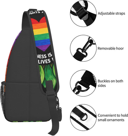 Sling Backpack for Women Men Multipurpose Anti-Theft Gym Bags Sack Daypack Outdoor Backpack Carry On Bag, Lgbt Heart Beat Pride Single Shoulder Messenger Bag