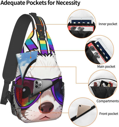 Sling Backpack for Women Men Multipurpose Anti-Theft Gym Bags Sack Daypack Outdoor Backpack Carry On Bag, Lgbt Heart Beat Pride Single Shoulder Messenger Bag