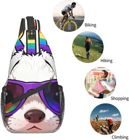 Sling Backpack for Women Men Multipurpose Anti-Theft Gym Bags Sack Daypack Outdoor Backpack Carry On Bag, Lgbt Heart Beat Pride Single Shoulder Messenger Bag