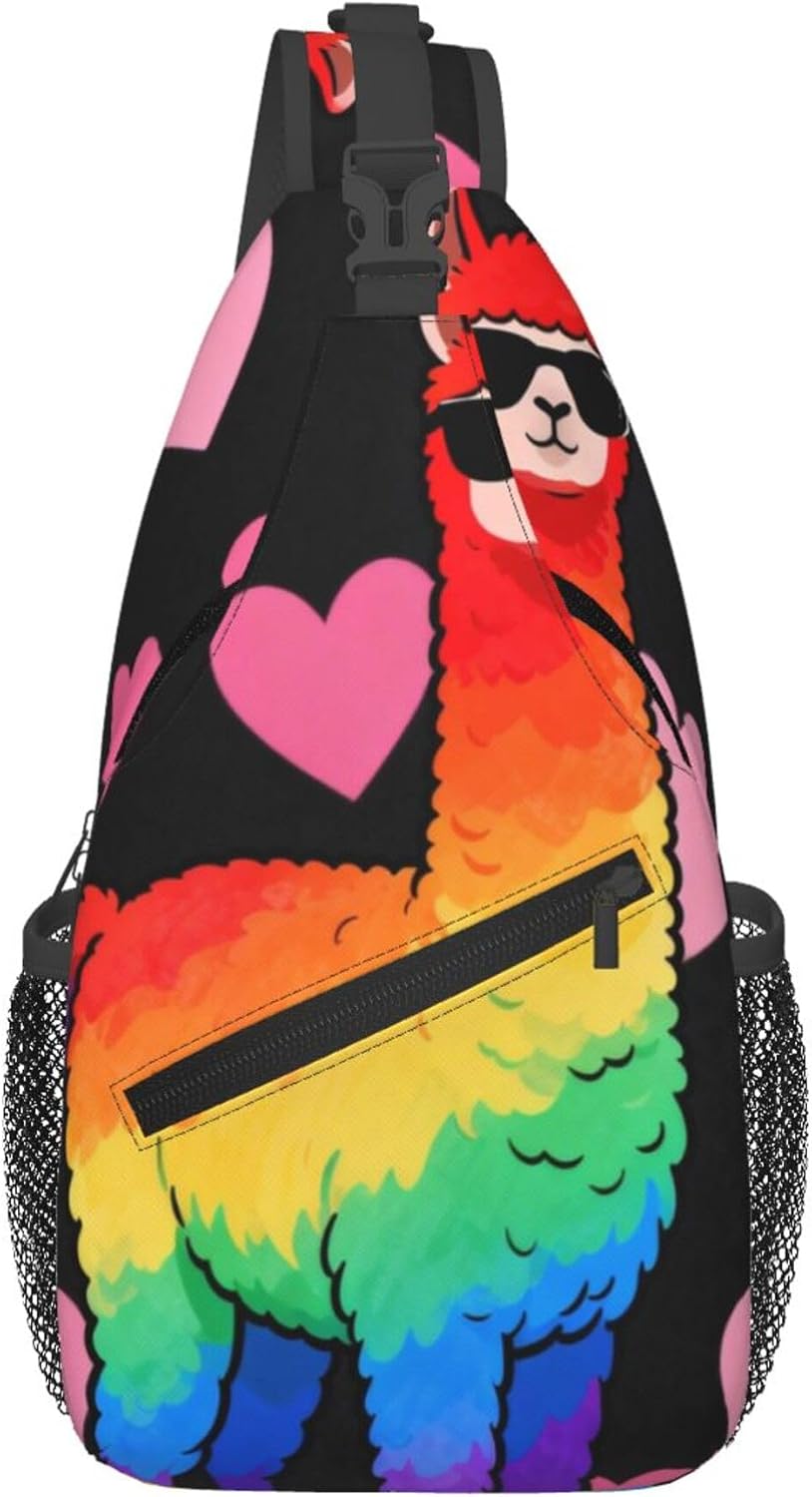 Sling Backpack for Women Men Multipurpose Anti-Theft Gym Bags Sack Daypack Outdoor Backpack Carry On Bag, Lgbt Heart Beat Pride Single Shoulder Messenger Bag