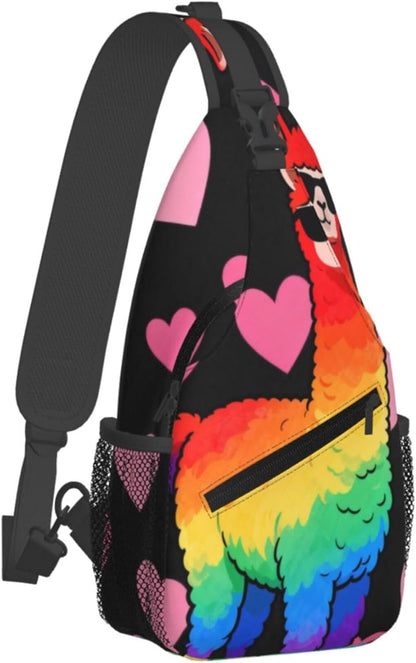 Sling Backpack for Women Men Multipurpose Anti-Theft Gym Bags Sack Daypack Outdoor Backpack Carry On Bag, Lgbt Heart Beat Pride Single Shoulder Messenger Bag