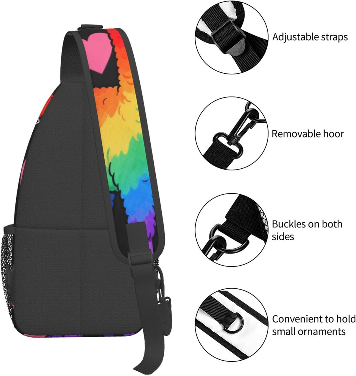 Sling Backpack for Women Men Multipurpose Anti-Theft Gym Bags Sack Daypack Outdoor Backpack Carry On Bag, Lgbt Heart Beat Pride Single Shoulder Messenger Bag