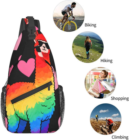 Sling Backpack for Women Men Multipurpose Anti-Theft Gym Bags Sack Daypack Outdoor Backpack Carry On Bag, Lgbt Heart Beat Pride Single Shoulder Messenger Bag