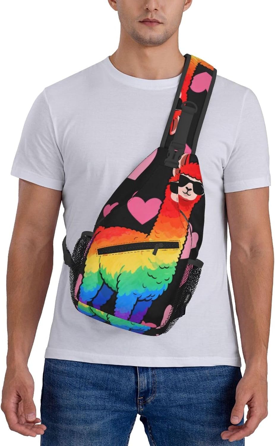 Sling Backpack for Women Men Multipurpose Anti-Theft Gym Bags Sack Daypack Outdoor Backpack Carry On Bag, Lgbt Heart Beat Pride Single Shoulder Messenger Bag