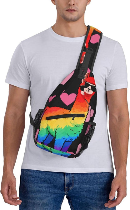 Sling Backpack for Women Men Multipurpose Anti-Theft Gym Bags Sack Daypack Outdoor Backpack Carry On Bag, Lgbt Heart Beat Pride Single Shoulder Messenger Bag