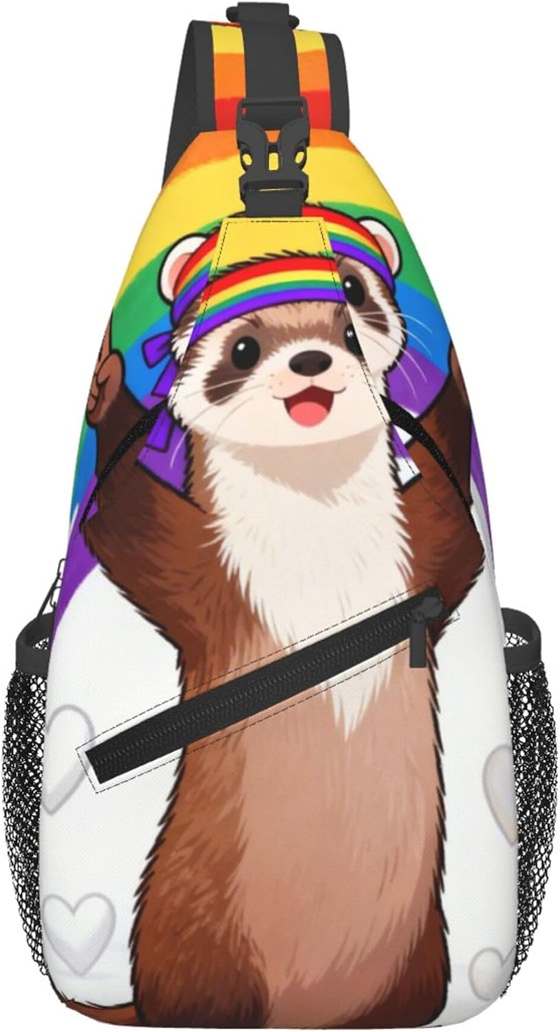 Sling Backpack for Women Men Multipurpose Anti-Theft Gym Bags Sack Daypack Outdoor Backpack Carry On Bag, Lgbt Heart Beat Pride Single Shoulder Messenger Bag