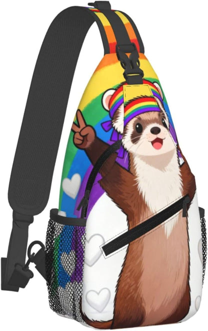 Sling Backpack for Women Men Multipurpose Anti-Theft Gym Bags Sack Daypack Outdoor Backpack Carry On Bag, Lgbt Heart Beat Pride Single Shoulder Messenger Bag