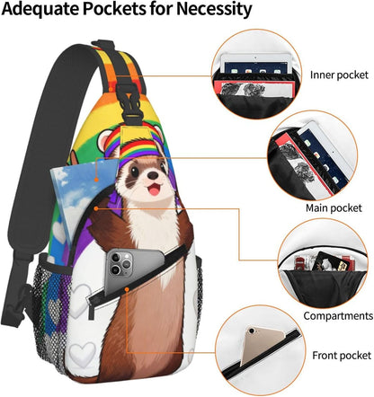 Sling Backpack for Women Men Multipurpose Anti-Theft Gym Bags Sack Daypack Outdoor Backpack Carry On Bag, Lgbt Heart Beat Pride Single Shoulder Messenger Bag